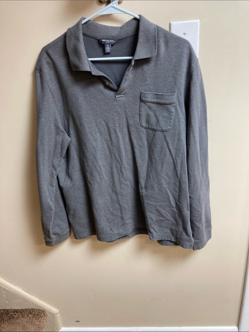 Van Heusen Men’s Long-Sleeve Polo Shirt - Gray